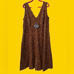 1X 🤎 Ava & Viv Women's Brown Leopard Print Dress